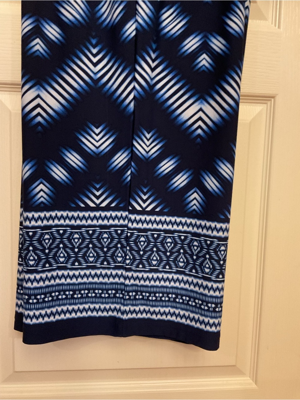 Denim 24/7 Navy & Light Blue Geometric Chevron Patterned Soft Pants 22/24 1X - Picture 2 of 10